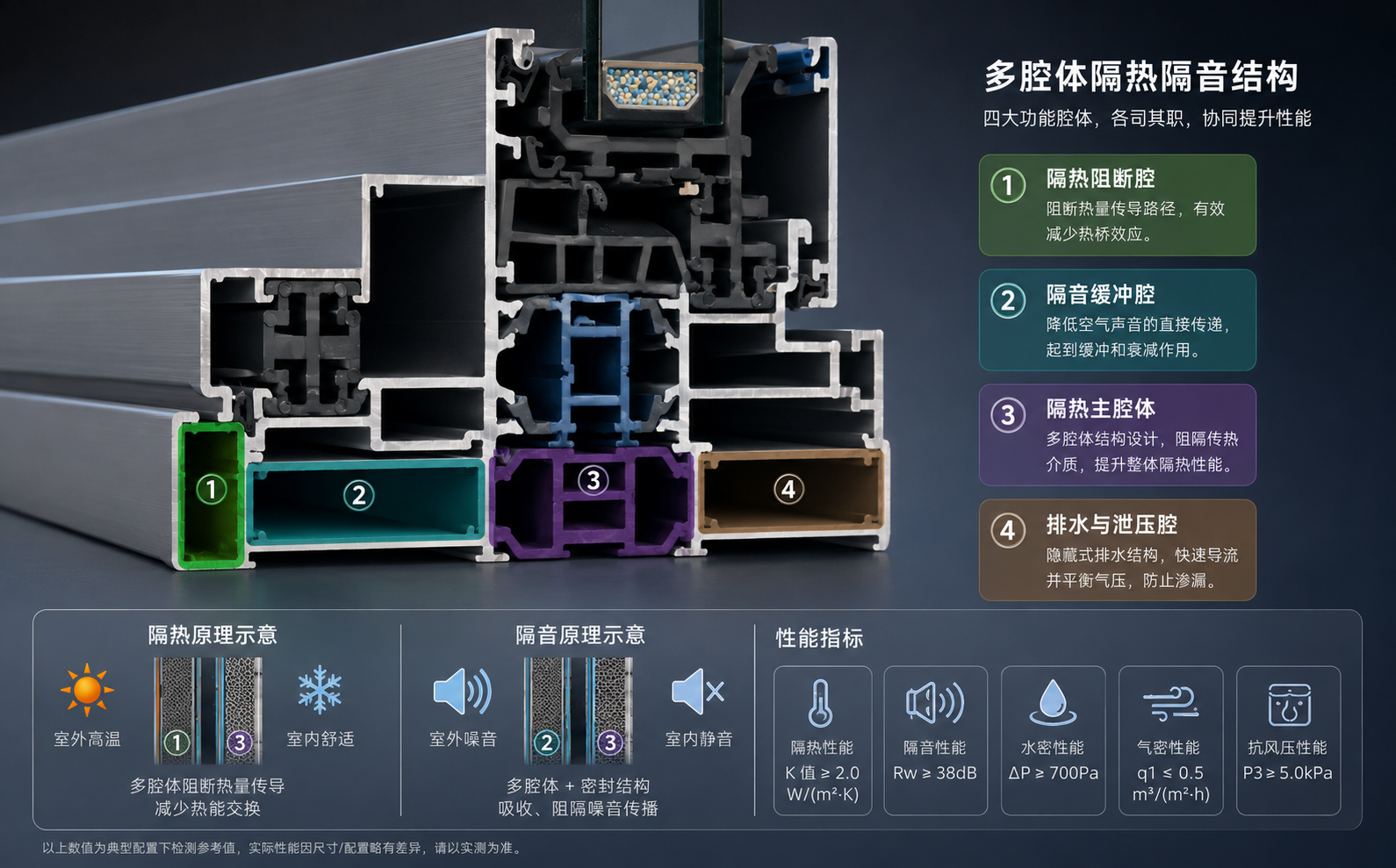 DM112-4 四腔体平开窗结构示意图